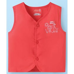 Babyhug 100% Cambric Woven Sleeveless Front Open Jhabla with Animal & Stripe Print  Pack of 3 - Red & White