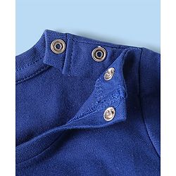 Babyhug Cotton Knit Full Sleeves Night Suit With Bear & Text Print - Blue & White