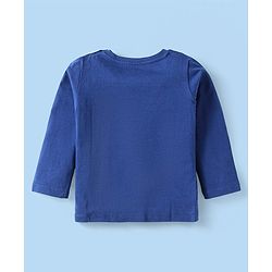 Babyhug Cotton Knit Full Sleeves Night Suit With Bear & Text Print - Blue & White