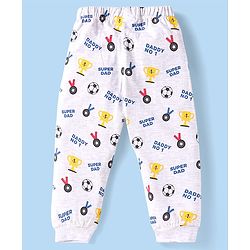 Babyhug Cotton Knit Full Sleeves Night Suit With Bear & Text Print - Blue & White