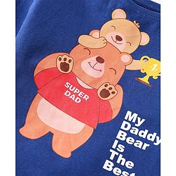 Babyhug Cotton Knit Full Sleeves Night Suit With Bear & Text Print - Blue & White