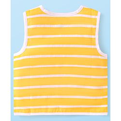 Babyhug 100% Cambric Woven Sleeveless  Front Open Jhabla with Fruit & Stripe Print  Pack of 3 - Red & Yellow