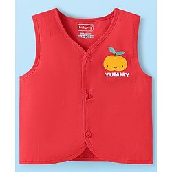 Babyhug 100% Cambric Woven Sleeveless  Front Open Jhabla with Fruit & Stripe Print  Pack of 3 - Red & Yellow