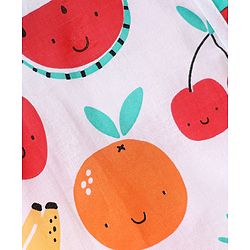 Babyhug 100% Cambric Woven Sleeveless  Front Open Jhabla with Fruit & Stripe Print  Pack of 3 - Red & Yellow