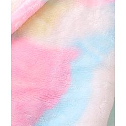 Babyhug Velour Knit Full Sleeves Hooded Bath Robe With Tie & Dye Print & Elastic on Waist - Multicolor