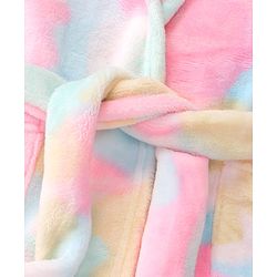 Babyhug Velour Knit Full Sleeves Hooded Bath Robe With Tie & Dye Print & Elastic on Waist - Multicolor
