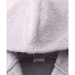 Babyhug Terry Knit Full Sleeves Hooded Bath Robe With Dino Patch - Grey