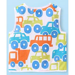 Babyhug 100% Cambric Woven  Sleeveless Front Open Jhabla with Vehicle  & Stripe Print  Pack of 3 - Green & Blue