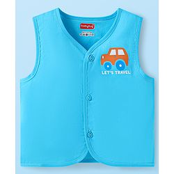 Babyhug 100% Cambric Woven  Sleeveless Front Open Jhabla with Vehicle  & Stripe Print  Pack of 3 - Green & Blue
