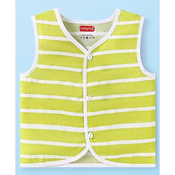 Babyhug 100% Cambric Woven  Sleeveless Front Open Jhabla with Vehicle  & Stripe Print  Pack of 3 - Green & Blue