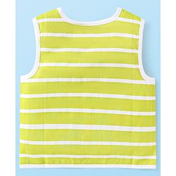 Babyhug 100% Cambric Woven  Sleeveless Front Open Jhabla with Vehicle  & Stripe Print  Pack of 3 - Green & Blue