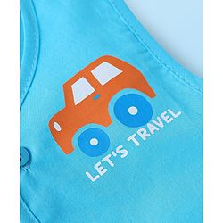 Babyhug 100% Cambric Woven  Sleeveless Front Open Jhabla with Vehicle  & Stripe Print  Pack of 3 - Green & Blue