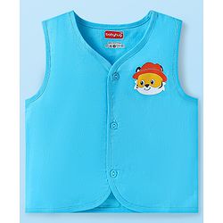 Babyhug 100% Cambric Woven Sleeveless Front Open Jhabla with Lion & Stripe Print  Pack of 3 - Yellow White & Blue