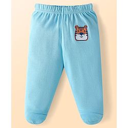 Babyhug Cotton Knit Full Length Bottie Leggings with Strips & Animal Print Pack of 3 - Orange White & Light Blue