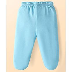 Babyhug Cotton Knit Full Length Bottie Leggings with Strips & Animal Print Pack of 3 - Orange White & Light Blue