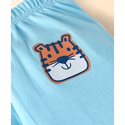 Babyhug Cotton Knit Full Length Bottie Leggings with Strips & Animal Print Pack of 3 - Orange White & Light Blue