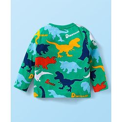 Babyhug Cotton Knit Full Sleeves Night Suit with Dino Print - Green