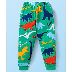 Babyhug Cotton Knit Full Sleeves Night Suit with Dino Print - Green