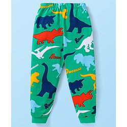Babyhug Cotton Knit Full Sleeves Night Suit with Dino Print - Green