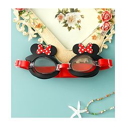 Babyhug Disney Swimming Goggles With Minnie Mouse Applique - Black & Red