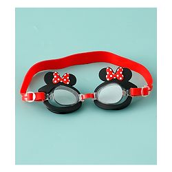 Babyhug Disney Swimming Goggles With Minnie Mouse Applique - Black & Red
