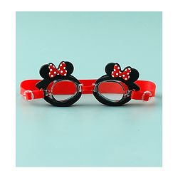 Babyhug Disney Swimming Goggles With Minnie Mouse Applique - Black & Red