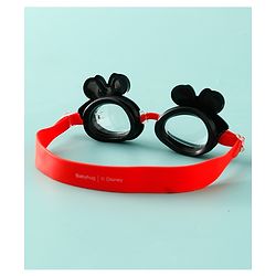 Babyhug Disney Swimming Goggles With Minnie Mouse Applique - Black & Red