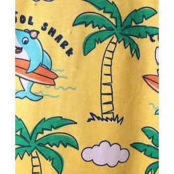 Babyhug Cotton Knit Half Sleeves Shirt with Beach Theme Print - Yellow