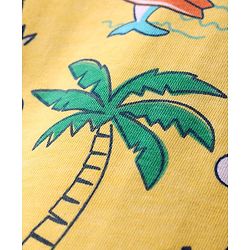 Babyhug Cotton Knit Half Sleeves Shirt with Beach Theme Print - Yellow