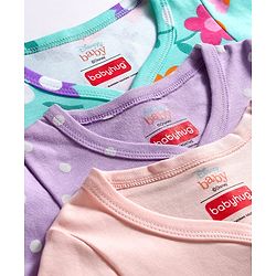 Babyhug Disney Interlock Knit Full Sleeves Jhablas with Winnie the Pooh Graphics Pack of 3 - Light Blue Lavender & Pink