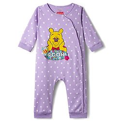 Babyhug Disney Interlock Knit Full Sleeves Front Open Rompers with Winnie the Pooh Graphics Pack of 3 - Pink Turquoise & Lilac