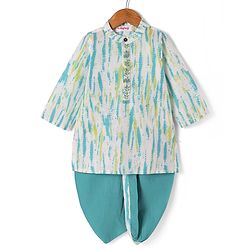 Babyhug Cotton Woven Full Sleeves Tie & Dye Kurta Dhoti Set - Blue