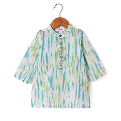 Babyhug Cotton Woven Full Sleeves Tie & Dye Kurta Dhoti Set - Blue