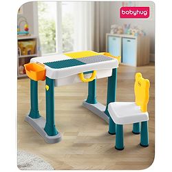 Babyhug Junior Study Kids Study Table and Chair Set with Storage|4 in 1 Multifunctional Desk Set for 3- 7 Years Kids|Upto 50 Kg Weight Capacity - Yellow