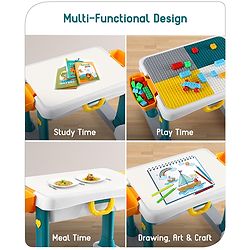 Babyhug Junior Study Kids Study Table and Chair Set with Storage|4 in 1 Multifunctional Desk Set for 3- 7 Years Kids|Upto 50 Kg Weight Capacity - Yellow