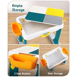 Babyhug Junior Study Kids Study Table and Chair Set with Storage|4 in 1 Multifunctional Desk Set for 3- 7 Years Kids|Upto 50 Kg Weight Capacity - Yellow