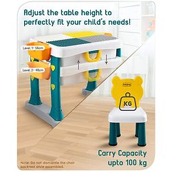 Babyhug Junior Study Kids Study Table and Chair Set with Storage|4 in 1 Multifunctional Desk Set for 3- 7 Years Kids|Upto 50 Kg Weight Capacity - Yellow