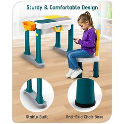 Babyhug Junior Study Kids Study Table and Chair Set with Storage|4 in 1 Multifunctional Desk Set for 3- 7 Years Kids|Upto 50 Kg Weight Capacity - Yellow
