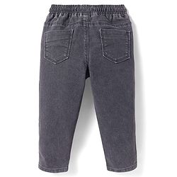 Babyhug Full Length Denim Jeans With Text Print - Charcoal Grey