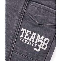 Babyhug Full Length Denim Jeans With Text Print - Charcoal Grey