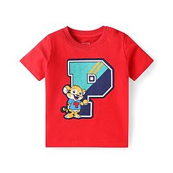 Babyhug Single Jersey Knit Half Sleeves T-Shirt & Shorts Set With Text Print & Tiger Patch - Red & Navy Blue