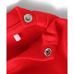 Babyhug Single Jersey Knit Half Sleeves T-Shirt & Shorts Set With Text Print & Tiger Patch - Red & Navy Blue