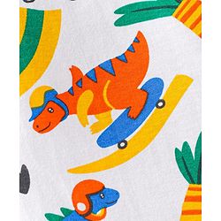 Babyhug Cotton Knit Full Sleeves Night Suit with Dino Print - White
