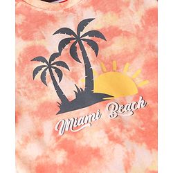 Babyhug Single Jersey Knit Half Sleeves Beach Theme T-Shirt & Shorts Set - Coral