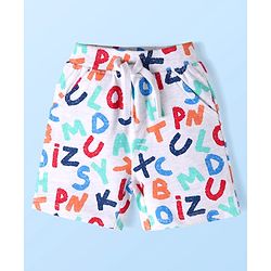 Babyhug Single Jersey Knit  Sleeveless T-Shirt & Shorts Set with Alphabets Print - White