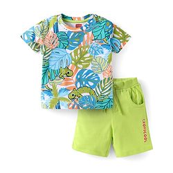 Babyhug Tshirt and Bottomwear Boy Half sleeves Shoulder-Snap Buttons