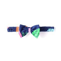 Babyhug Cotton Knit Singlet Sleeves Tropical Theme Frock with Bloomer & Head Band -  Navy Blue