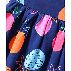Babyhug Cotton Knit Singlet Sleeves Tropical Theme Frock with Bloomer & Head Band -  Navy Blue