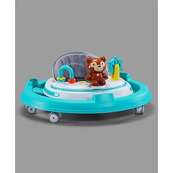 Babyhug Teddy Foldable Baby Walker with Toy Bar Music & Lights - Teal Blue| Adjustable Height| 360° Swivel Wheels| Detachable Toy Bar