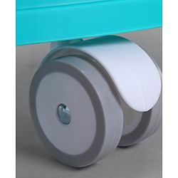 Babyhug Teddy Foldable Baby Walker with Toy Bar Music & Lights - Teal Blue| Adjustable Height| 360° Swivel Wheels| Detachable Toy Bar